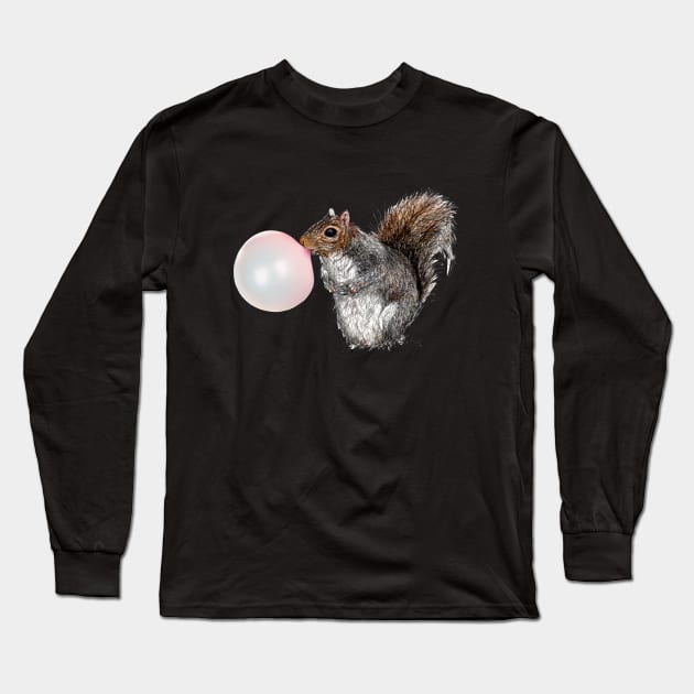 Bubblegum Squirrel Long Sleeve T-Shirt by KIMYKASK